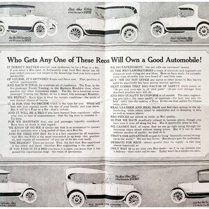 1917 Reo Motor Cars 4 & 6 Centerfold Advertisement WW1 Era Automobilia DWII30